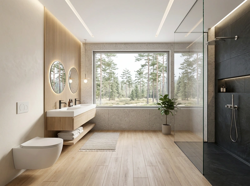 Дизайн интерьера в стиле Сканди — Ванная от нейросети RoomGPT