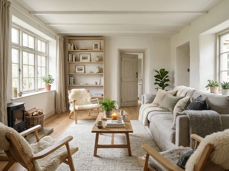 Дизайн интерьера в стиле Хюгге — Гостиная от нейросети RoomGPT