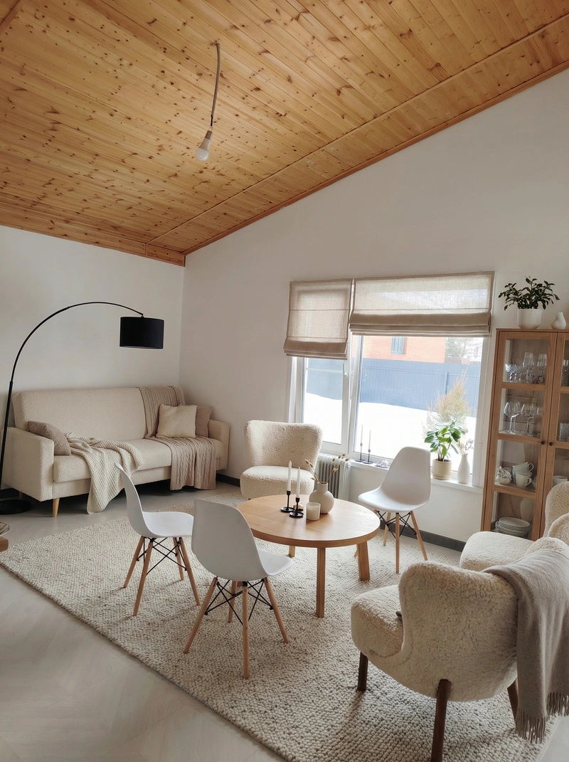 Дизайн интерьера в стиле Хюгге — Гостиная от нейросети RoomGPT