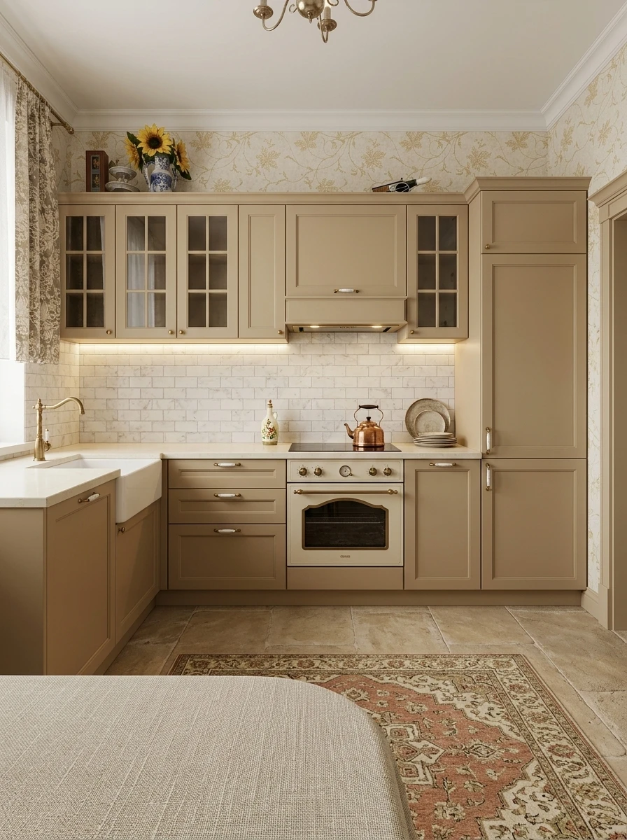 Дизайн кухни в стиле Классика — фото интерьера от нейросети RoomGPT