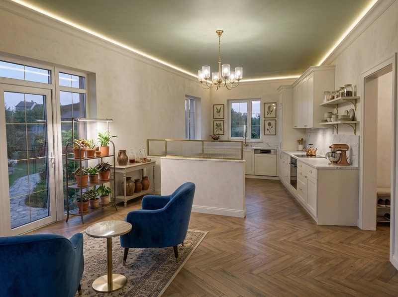 Дизайн кухни в стиле Классика — фото интерьера от нейросети RoomGPT