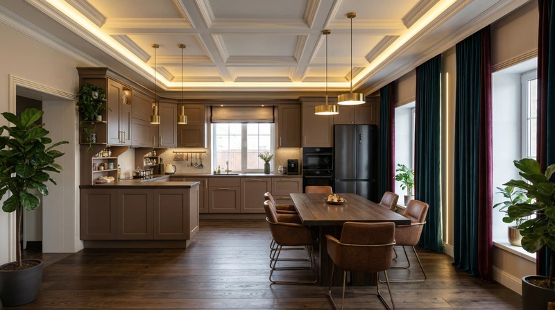 Дизайн кухни в стиле Британский — фото интерьера от нейросети RoomGPT