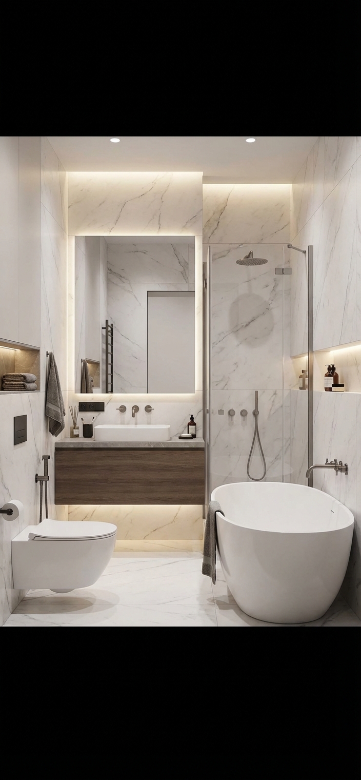 Дизайн ванной в стиле Минимализм — фото интерьера от нейросети RoomGPT