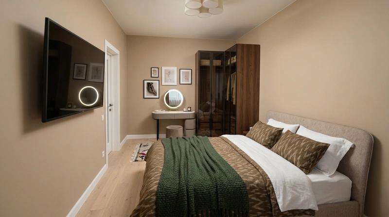 Дизайн спальни в стиле Эклектика — фото интерьера от нейросети RoomGPT