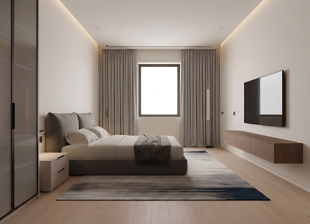Дизайн спальни в стиле Минимализм — фото интерьера от нейросети RoomGPT