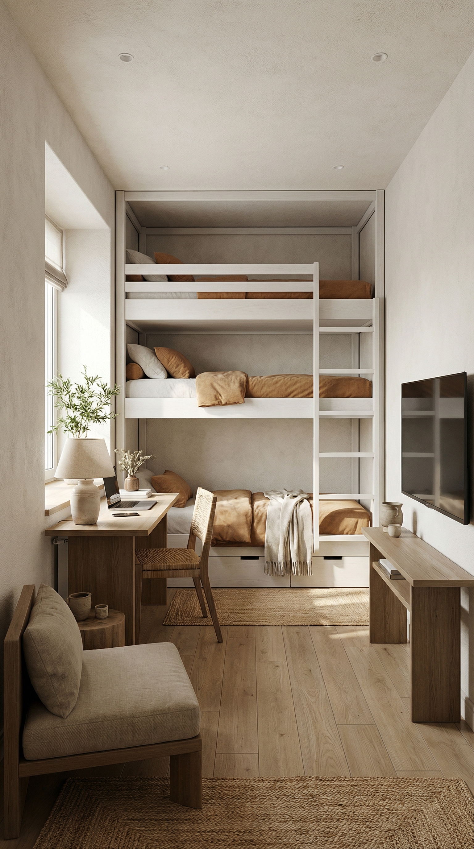 Дизайн спальни в стиле Japandi — фото интерьера от нейросети RoomGPT