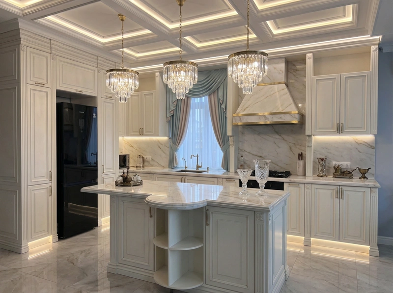 Дизайн кухни в стиле Неоклассика — фото интерьера от нейросети RoomGPT
