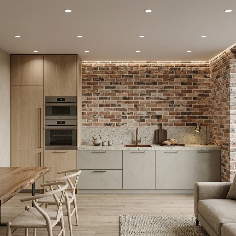 Дизайн кухни в стиле Japandi — фото интерьера от нейросети RoomGPT