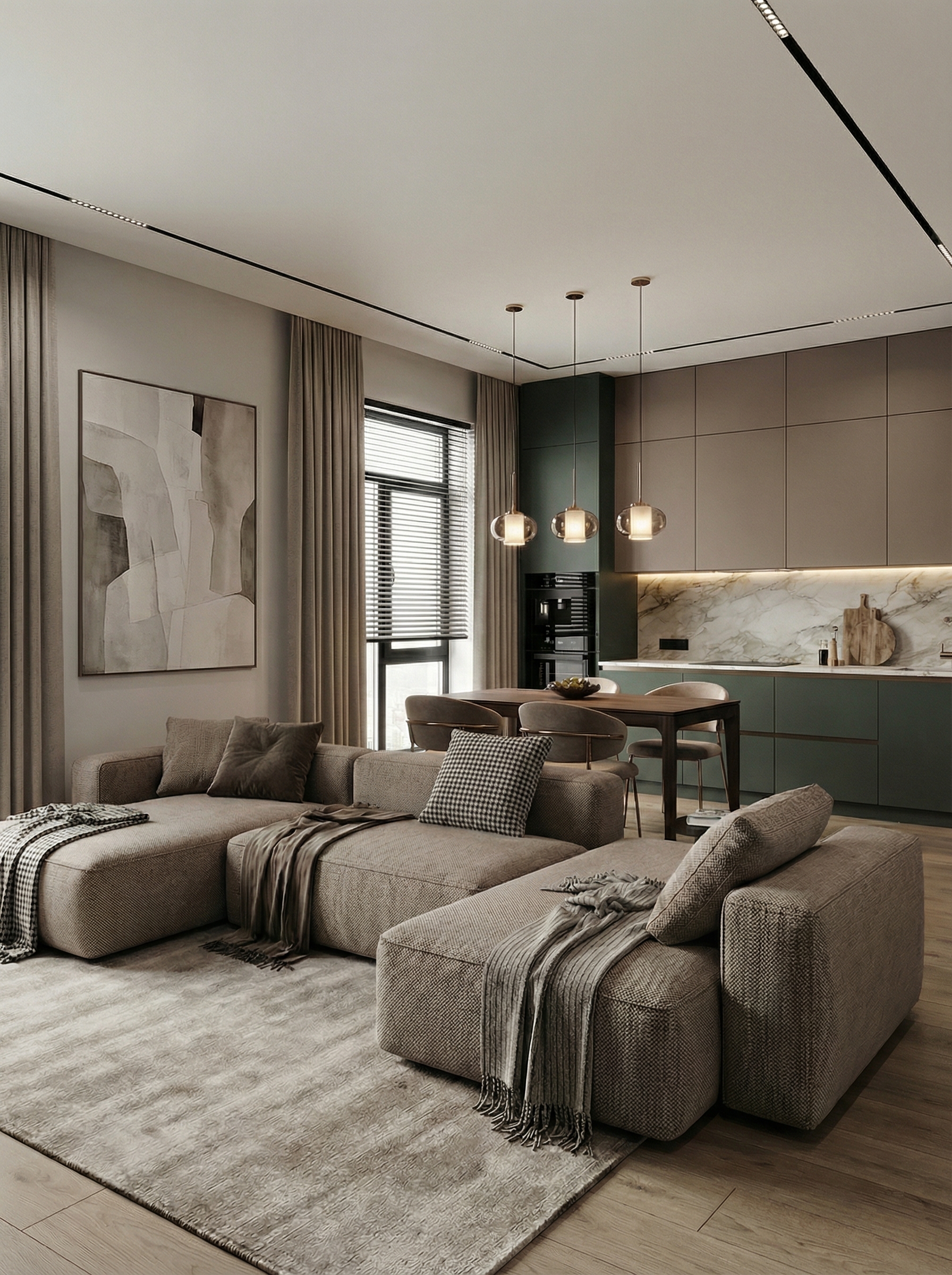 Дизайн гостиной в стиле Контемпорари — фото интерьера от нейросети RoomGPT