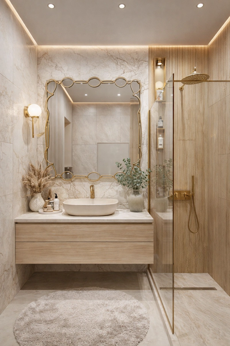 Дизайн интерьера в стиле Эклектика — Ванная от нейросети RoomGPT