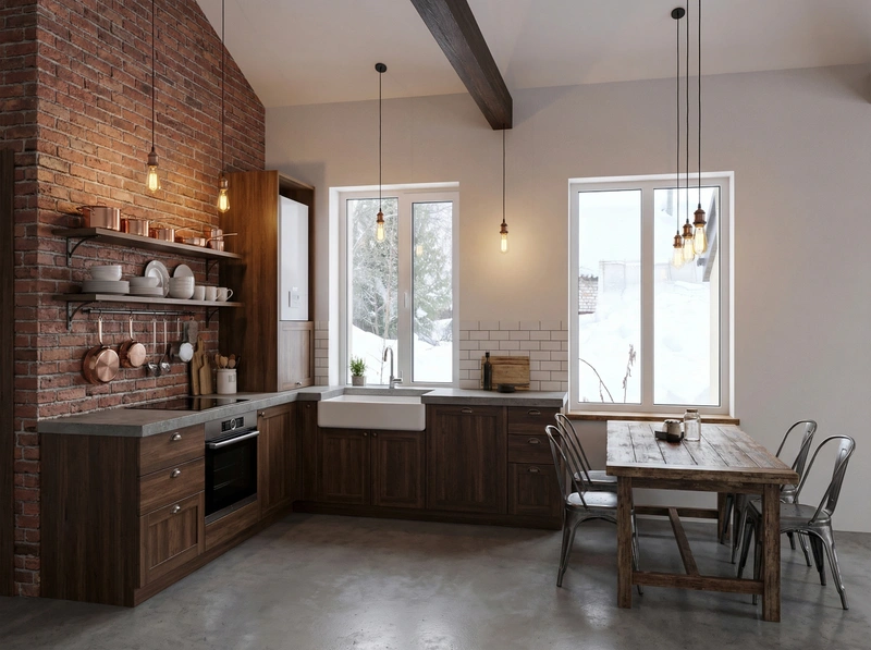 Дизайн кухни в стиле Лофт — фото интерьера от нейросети RoomGPT