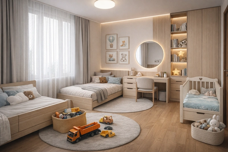 Дизайн детской в стиле Минимализм — фото интерьера от нейросети RoomGPT