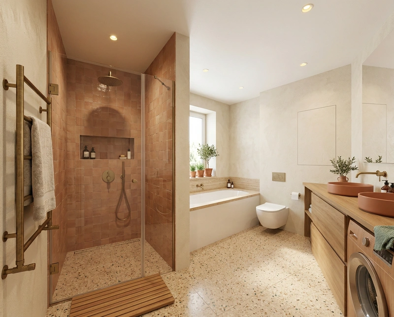 Дизайн ванной в стиле Сканди — фото интерьера от нейросети RoomGPT