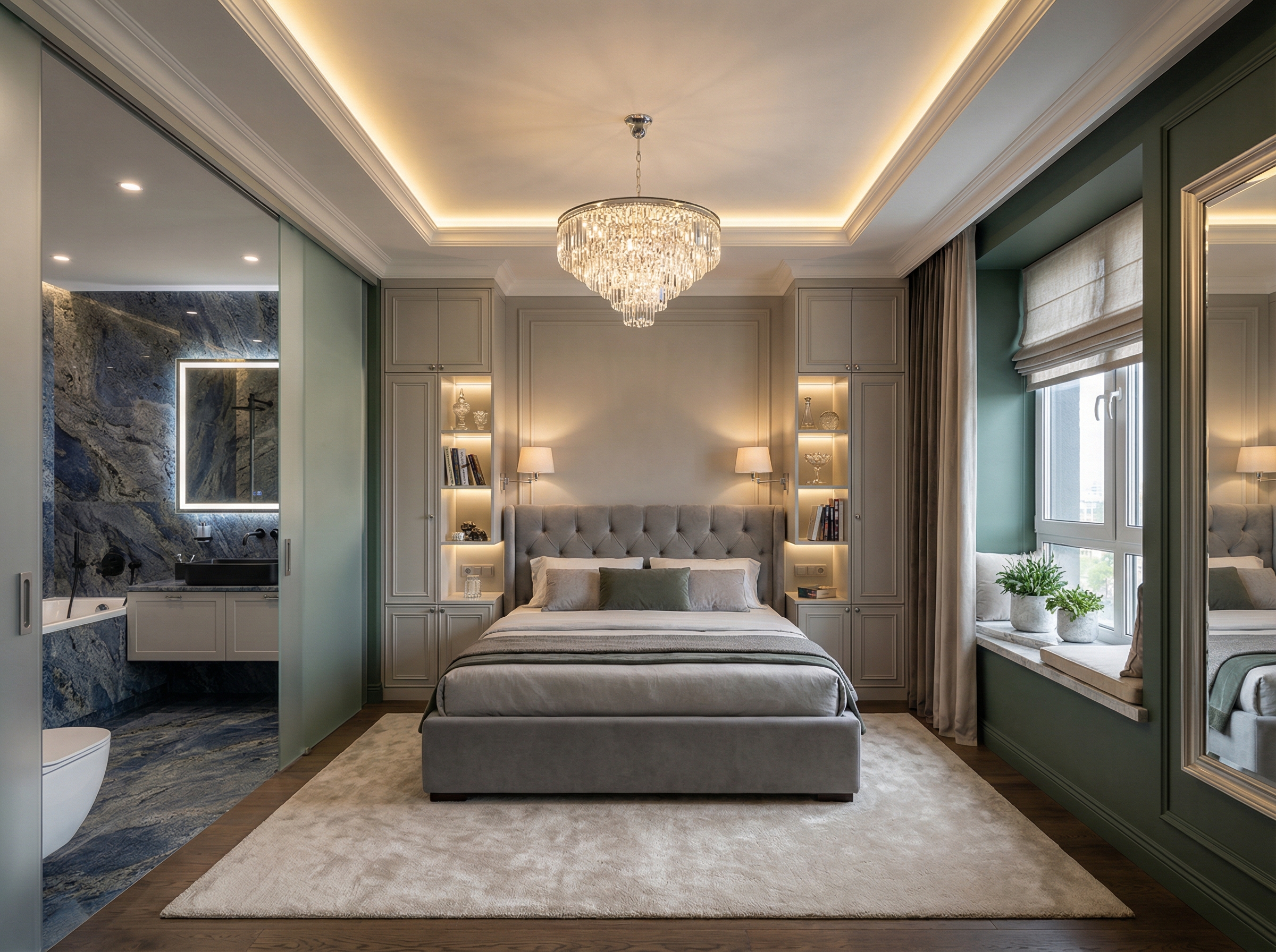 Дизайн спальни в стиле Классика — фото интерьера от нейросети RoomGPT