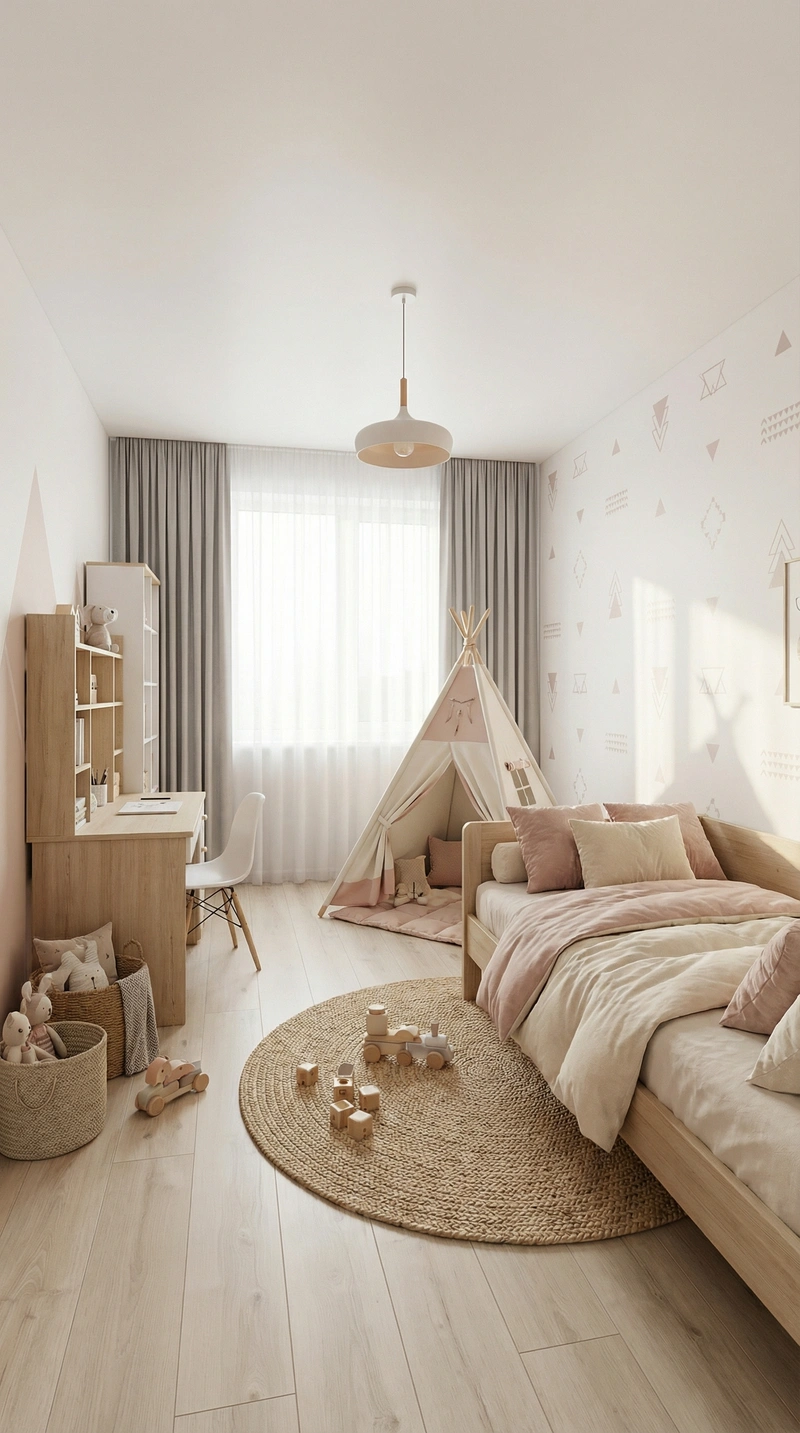 Дизайн интерьера в стиле Хюгге — Детская от нейросети RoomGPT