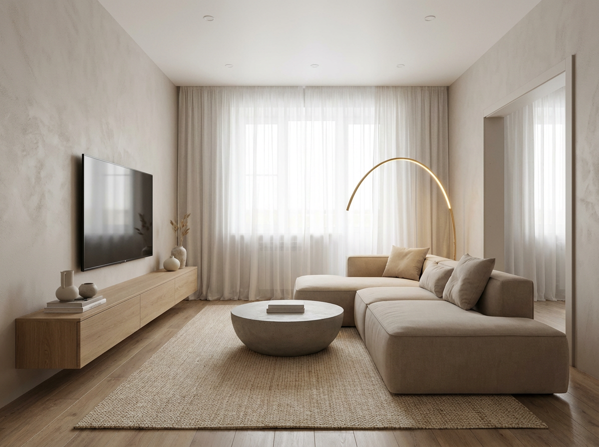 Дизайн гостиной в стиле Минимализм — фото интерьера от нейросети RoomGPT