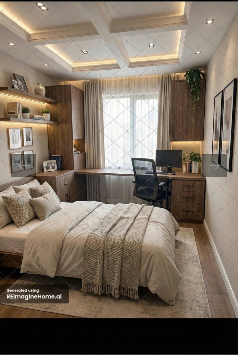 Дизайн спальни в стиле Контемпорари — фото интерьера от нейросети RoomGPT