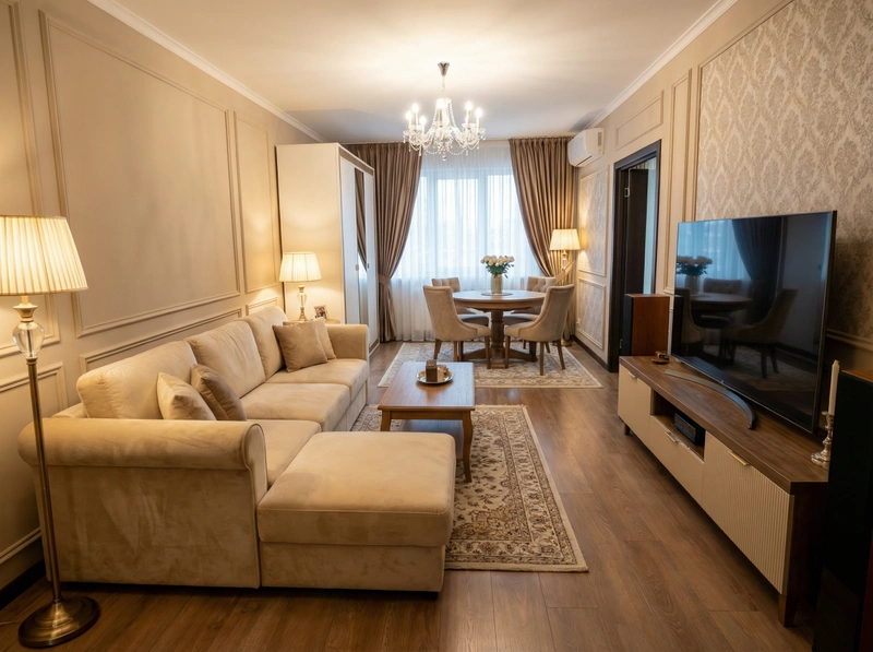 Дизайн интерьера в стиле Классика — Гостиная от нейросети RoomGPT