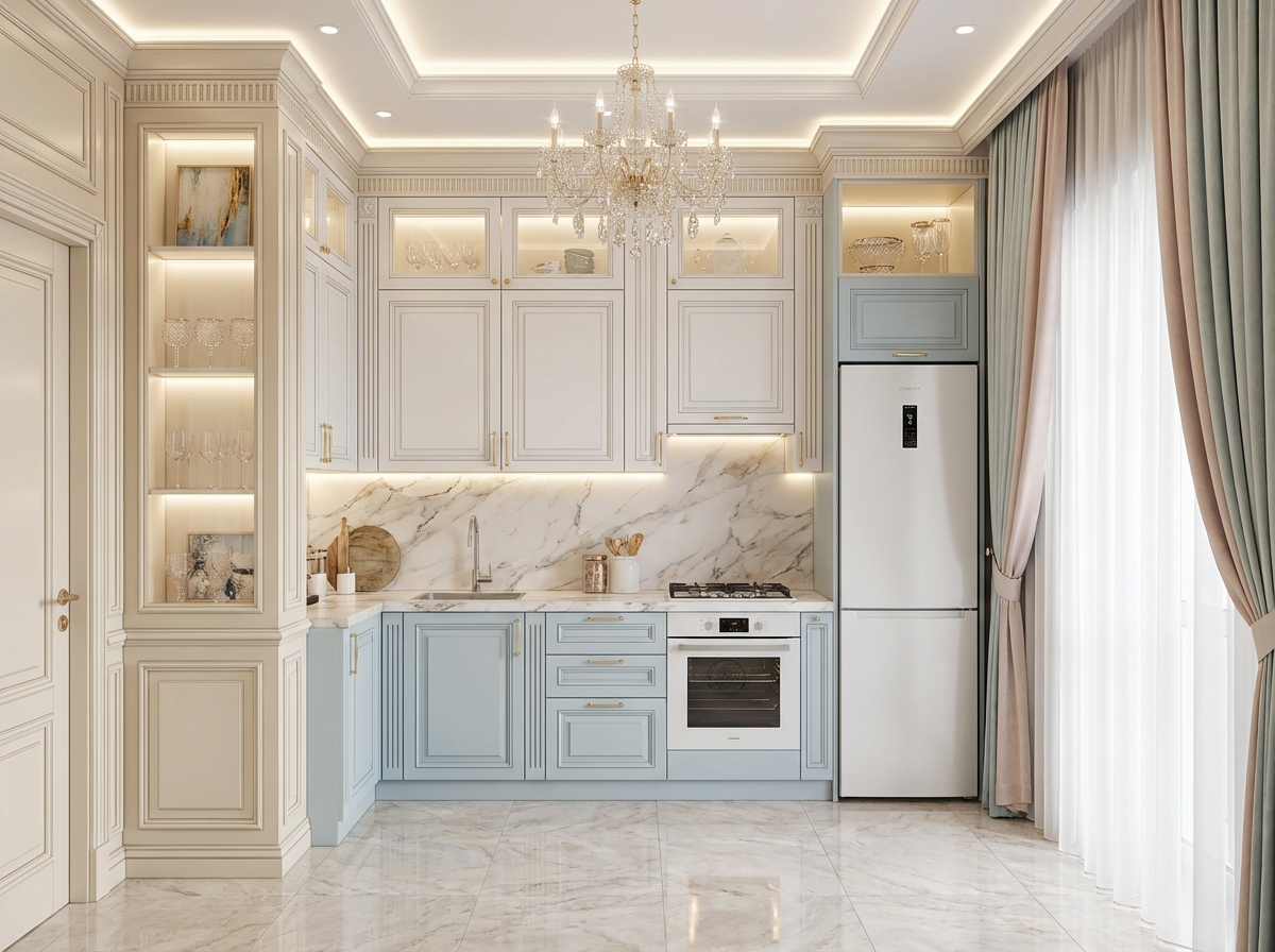 Дизайн кухни в стиле Классика — фото интерьера от нейросети RoomGPT