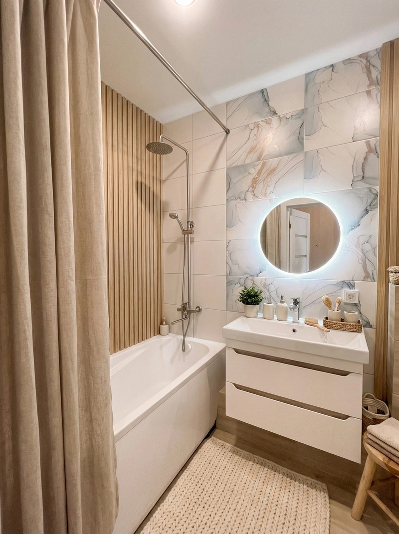 Дизайн интерьера в стиле Хюгге — Ванная от нейросети RoomGPT