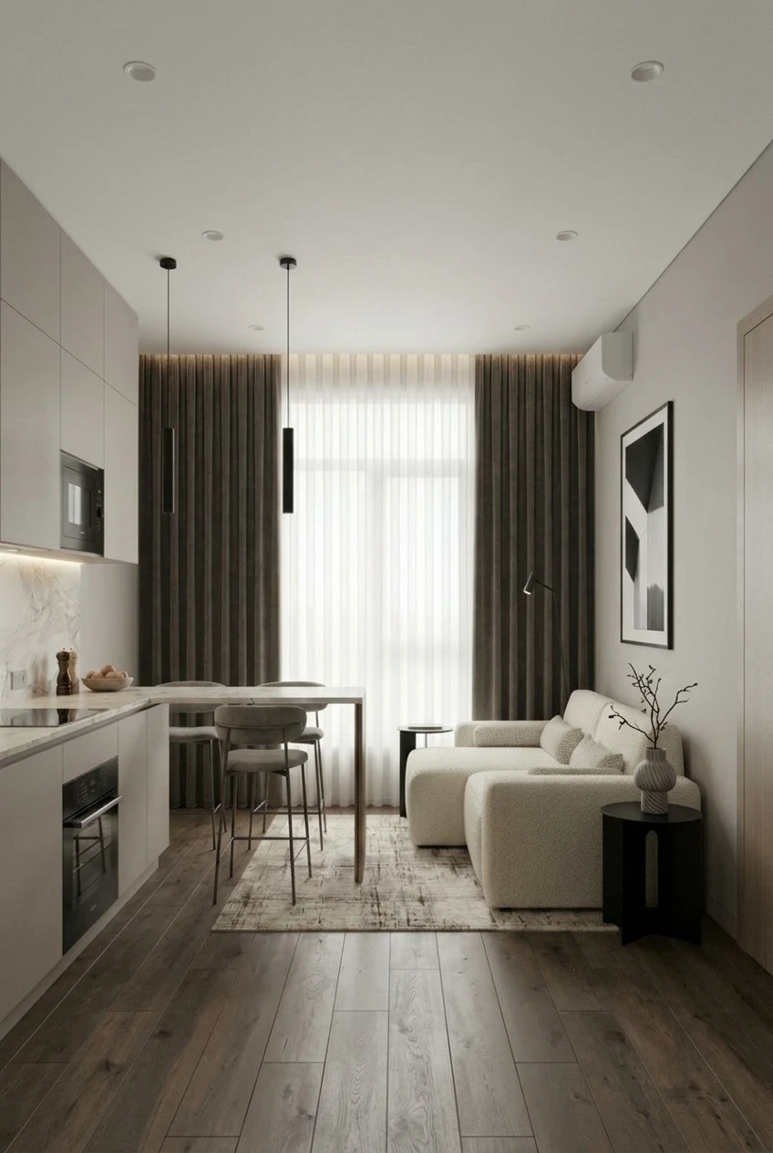Дизайн гостиной в стиле Минимализм — фото интерьера от нейросети RoomGPT