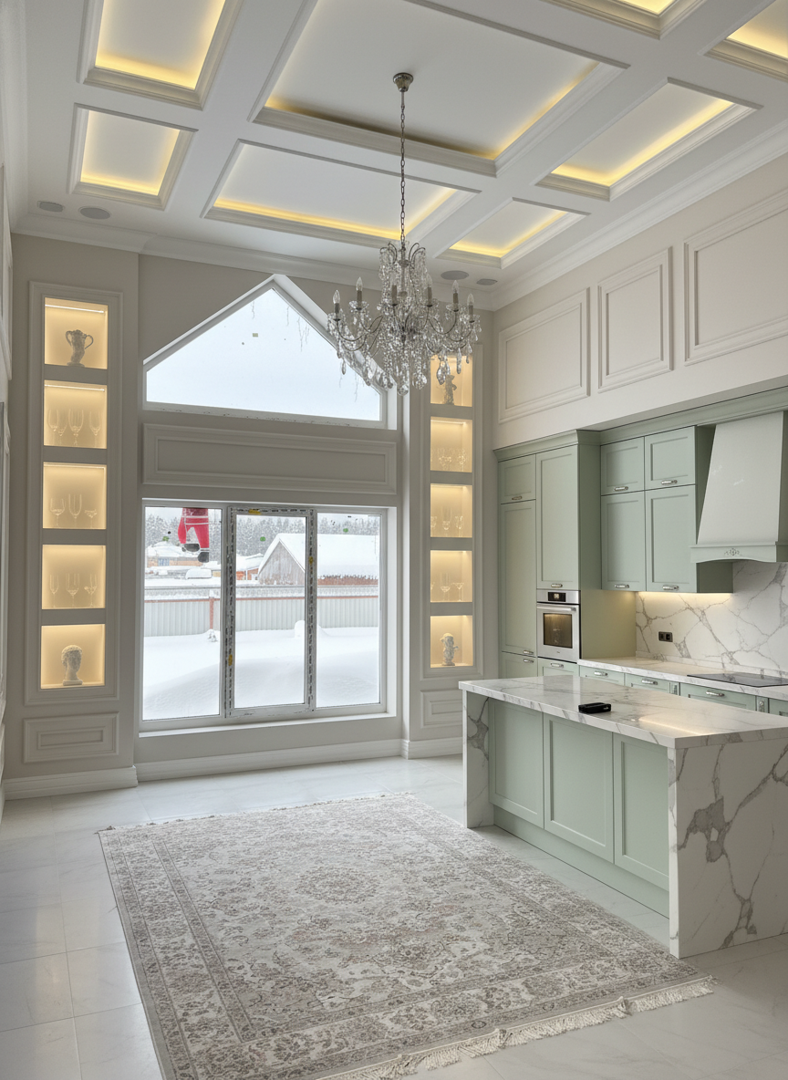 Дизайн кухни в стиле Классика — фото интерьера от нейросети RoomGPT
