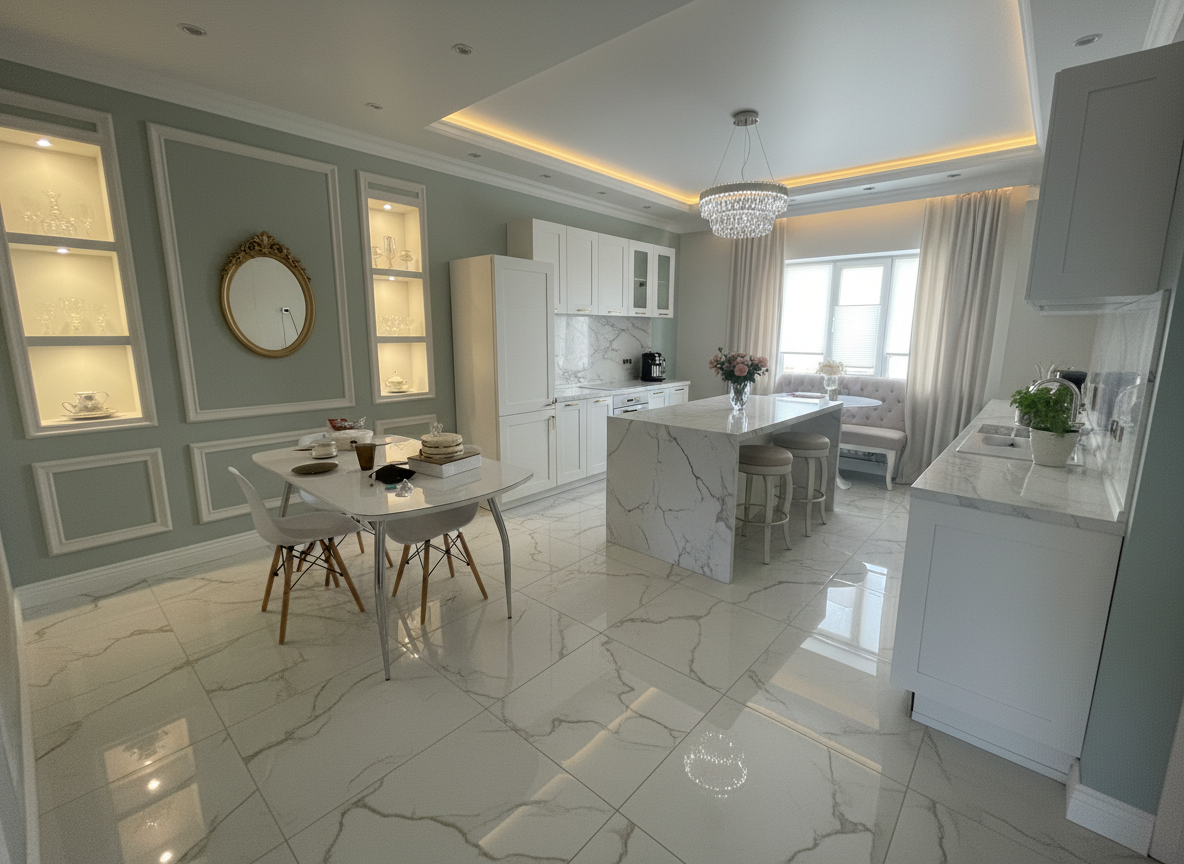 Дизайн кухни в стиле Классика — фото интерьера от нейросети RoomGPT