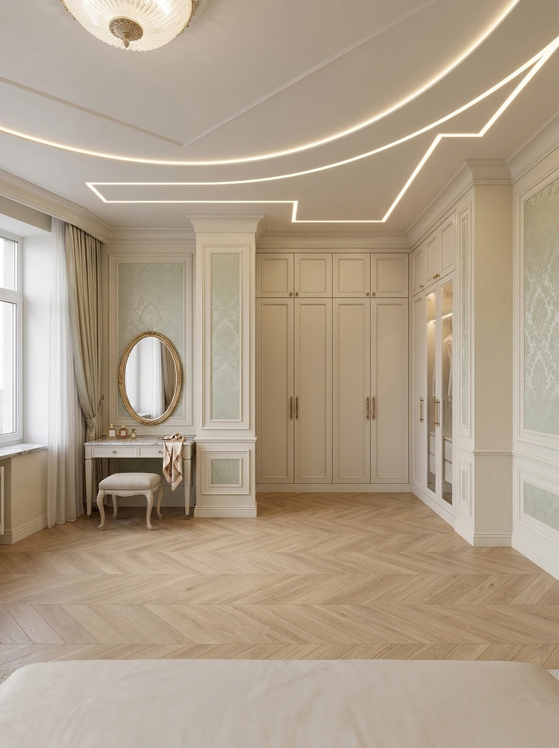 Дизайн спальни в стиле Классика — фото интерьера от нейросети RoomGPT