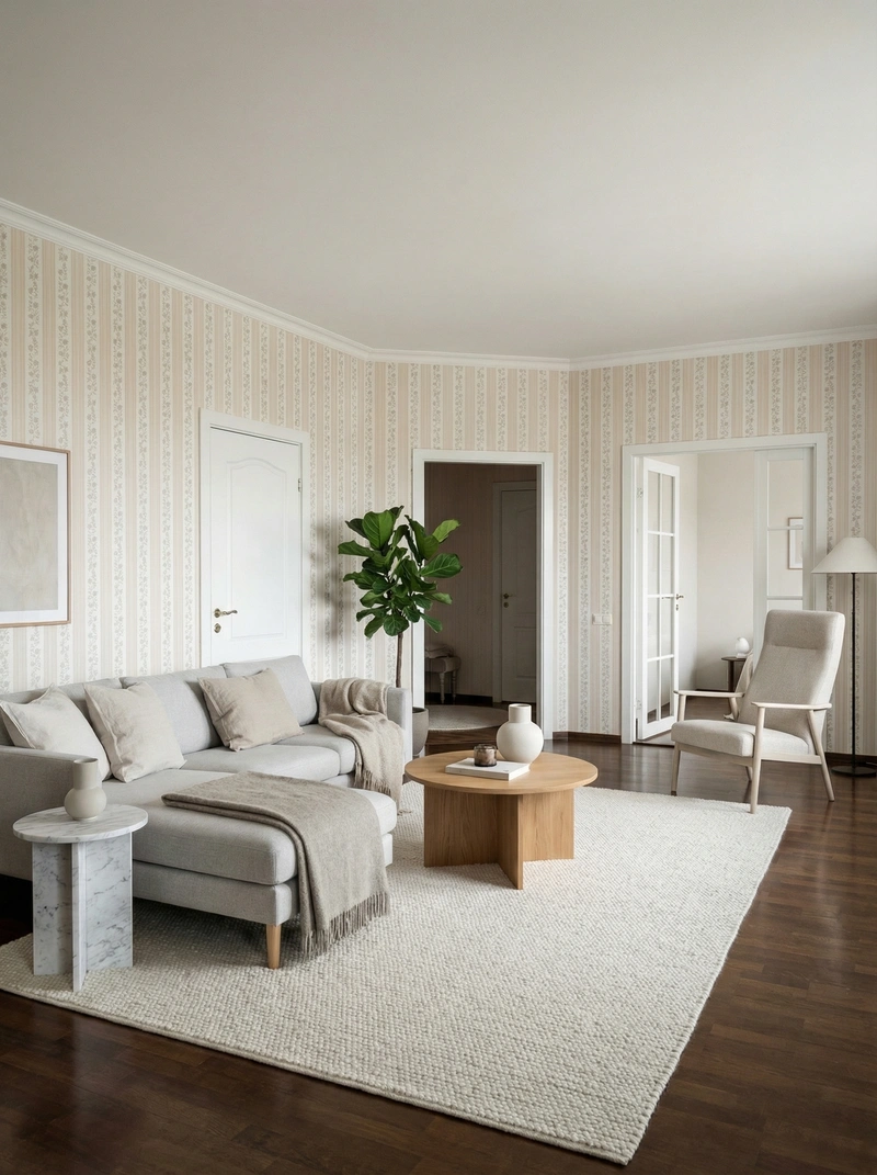 Дизайн гостиной в стиле Сканди — фото интерьера от нейросети RoomGPT