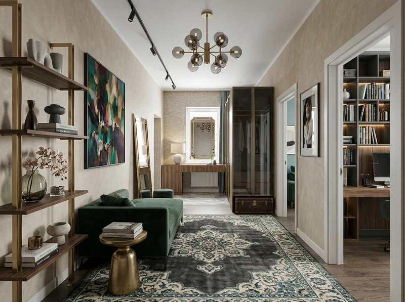 Дизайн гостиной в стиле Эклектика — фото интерьера от нейросети RoomGPT