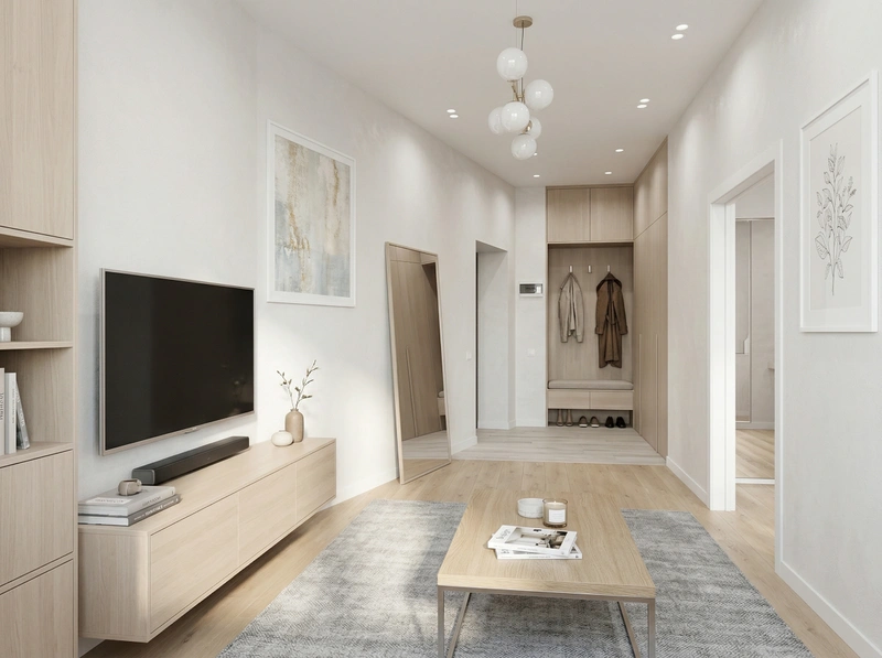 Дизайн гостиной в стиле Сканди — фото интерьера от нейросети RoomGPT