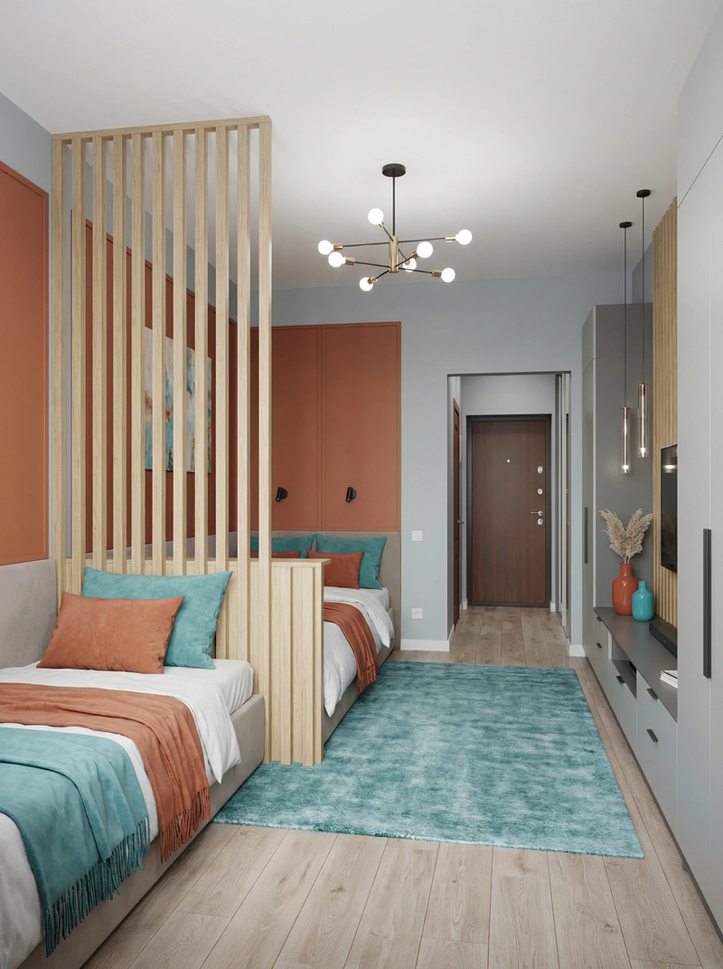 Дизайн интерьера в стиле Контемпорари — Гостиная от нейросети RoomGPT