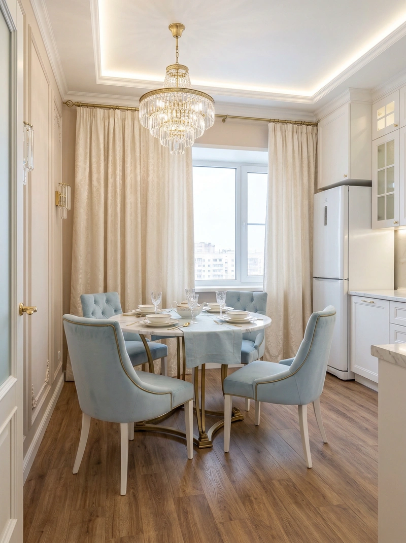 Дизайн интерьера в стиле Неоклассика — Кухня от нейросети RoomGPT