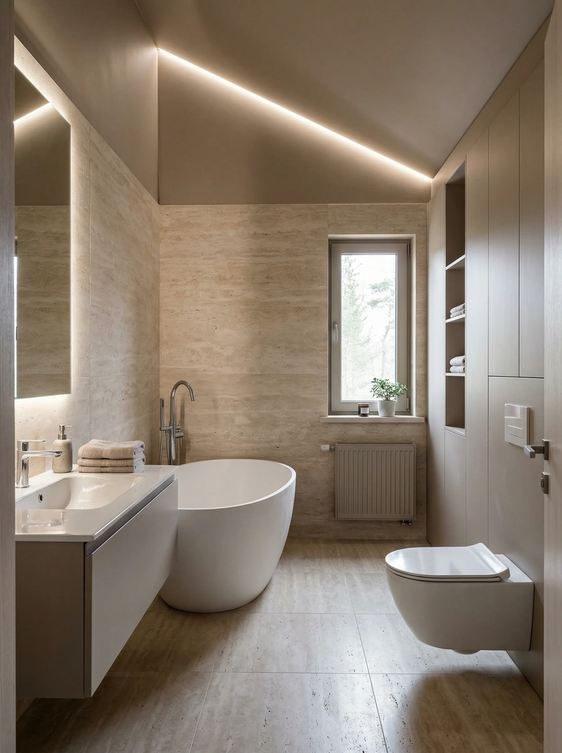 Дизайн интерьера в стиле Контемпорари — Ванная от нейросети RoomGPT