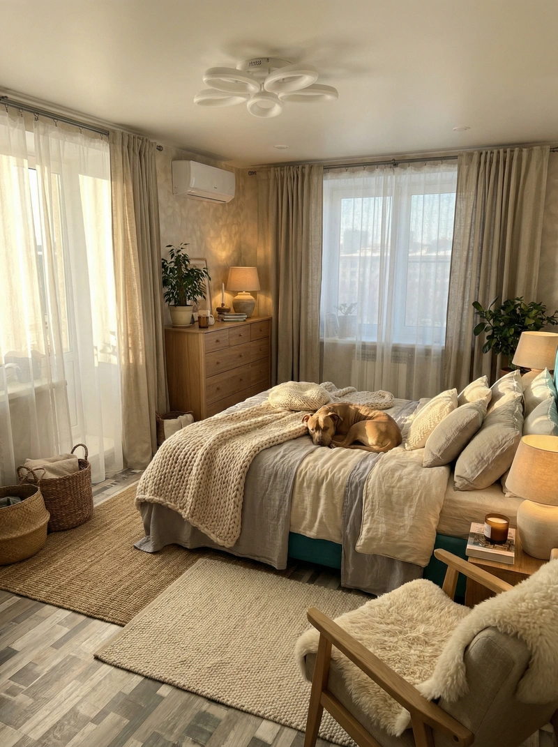 Дизайн интерьера в стиле Хюгге — Спальня от нейросети RoomGPT