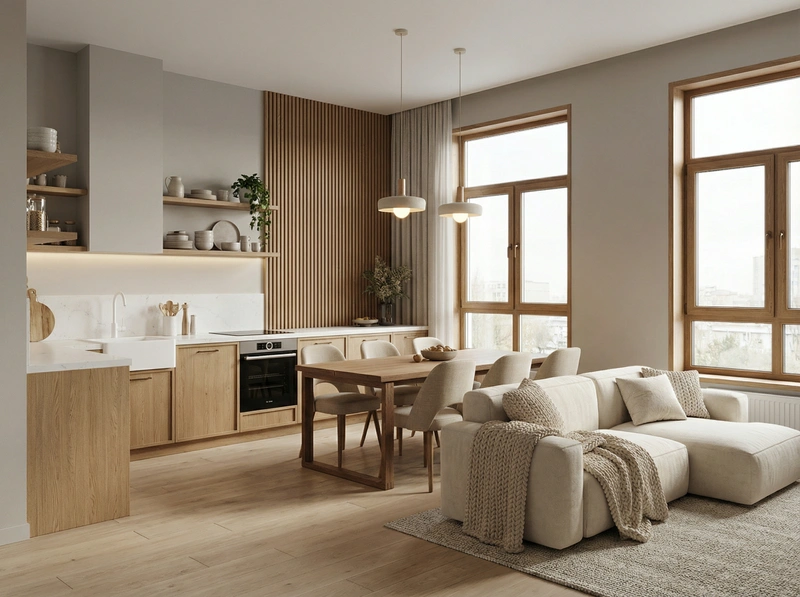 Дизайн интерьера в стиле Хюгге — Кухня от нейросети RoomGPT