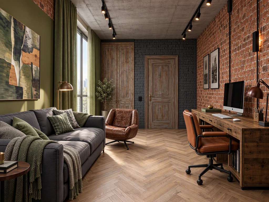 Дизайн кабинета в стиле Лофт — фото интерьера от нейросети RoomGPT