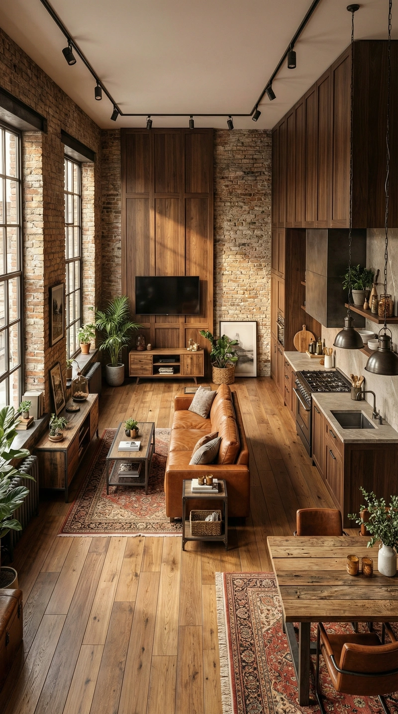 Дизайн интерьера в стиле Лофт — Кухня от нейросети RoomGPT