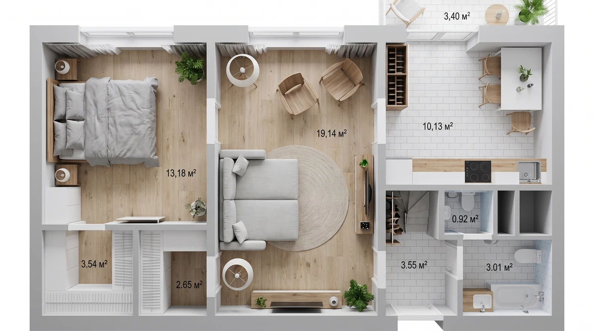 Дизайн гостиной в стиле Сканди — фото интерьера от нейросети RoomGPT