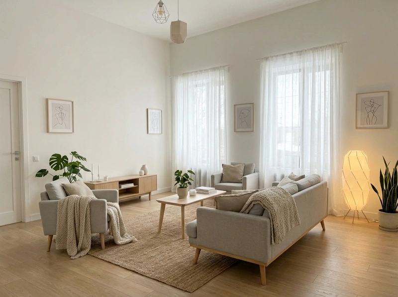 Дизайн интерьера в стиле Хюгге — Гостиная от нейросети RoomGPT