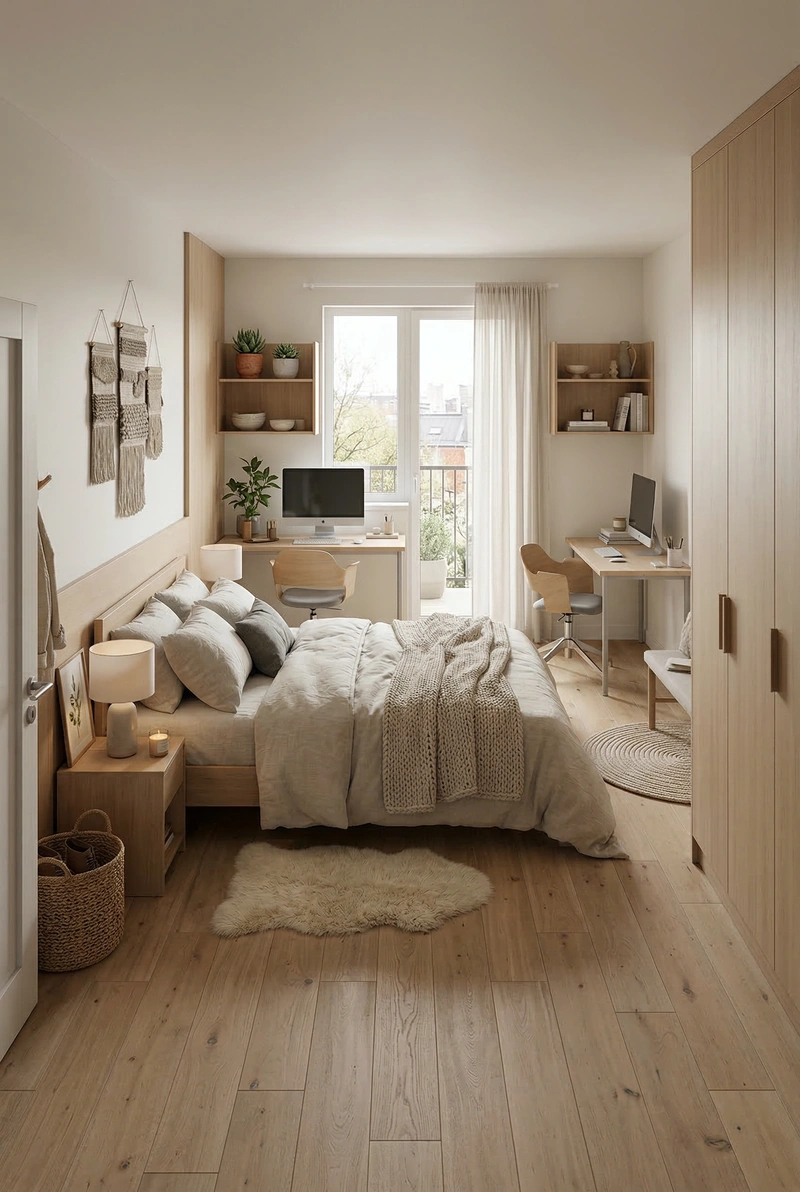 Дизайн спальни в стиле Хюгге — фото интерьера от нейросети RoomGPT