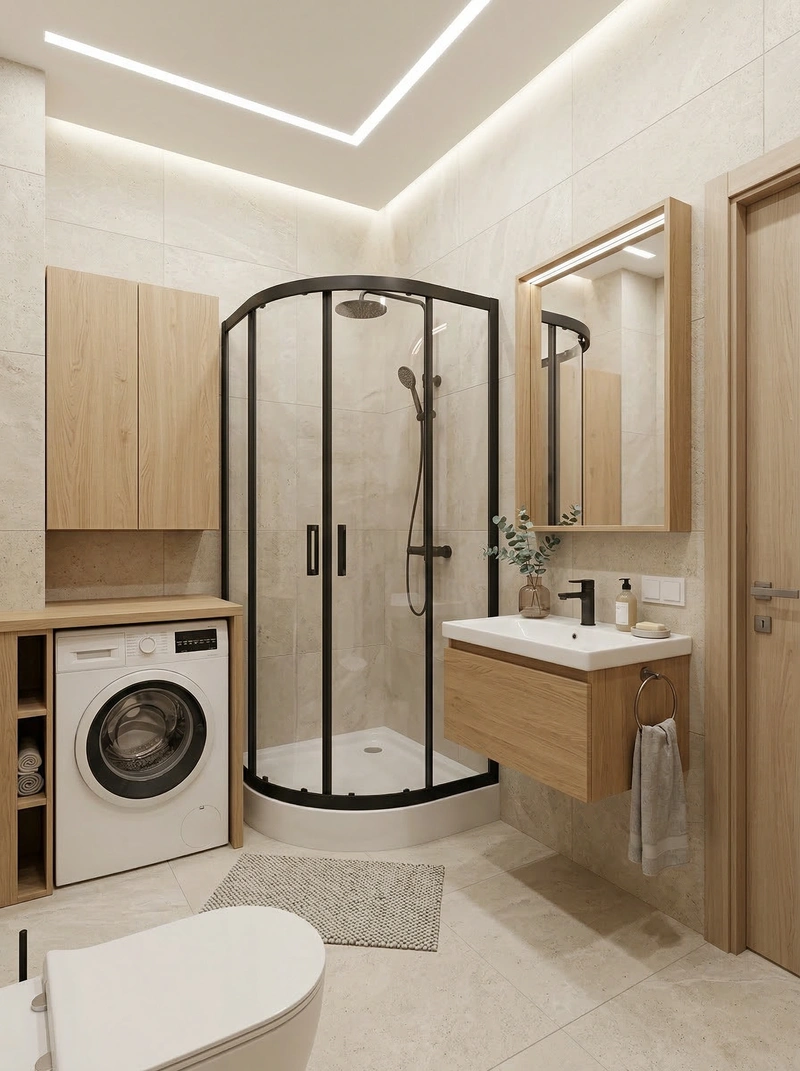 Дизайн ванной в стиле Сканди — фото интерьера от нейросети RoomGPT