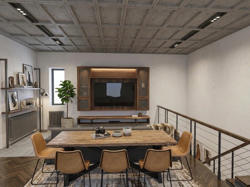 Дизайн интерьера в стиле Лофт — Гостиная от нейросети RoomGPT