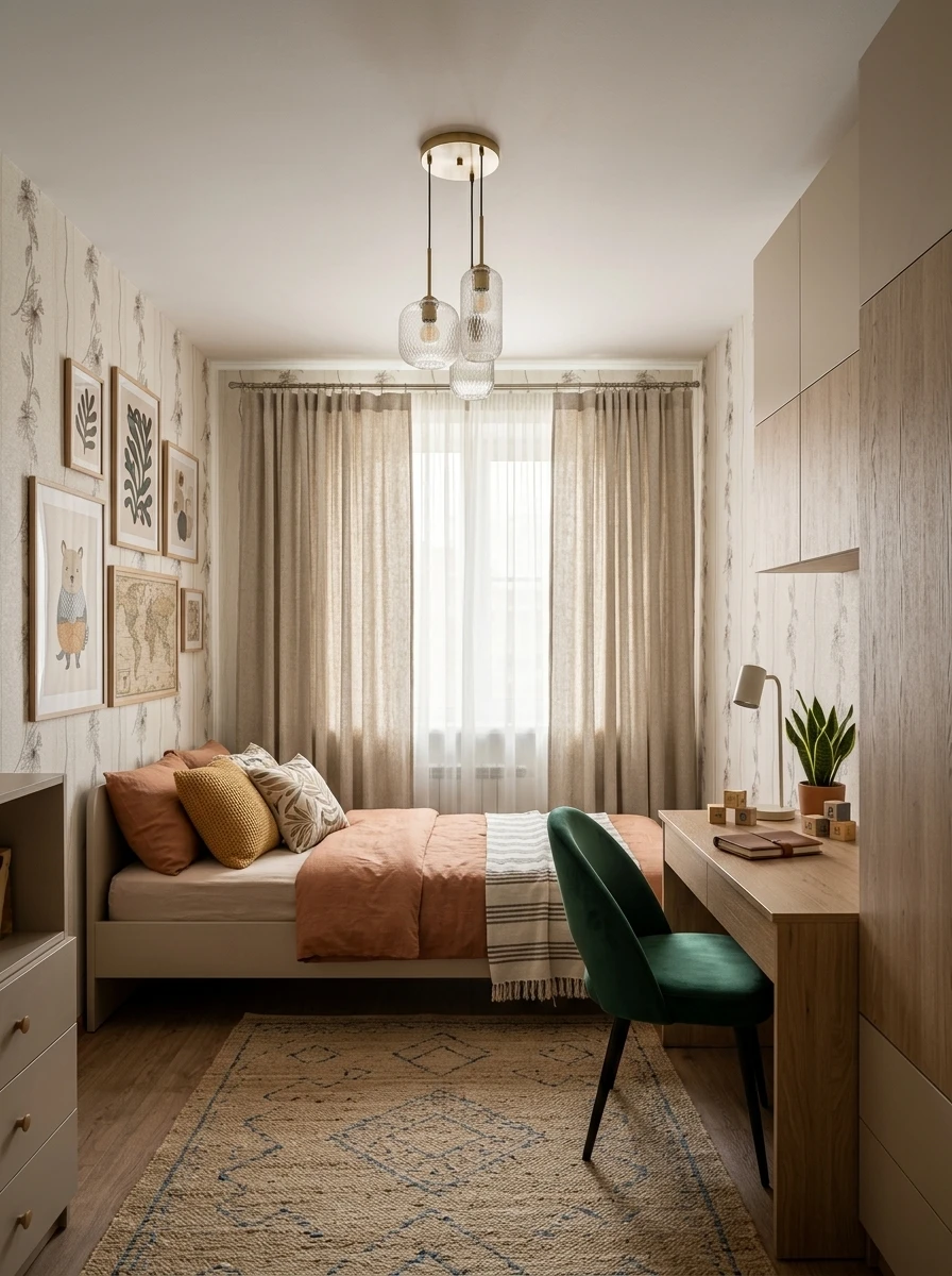 Дизайн детской в стиле Эклектика — фото интерьера от нейросети RoomGPT