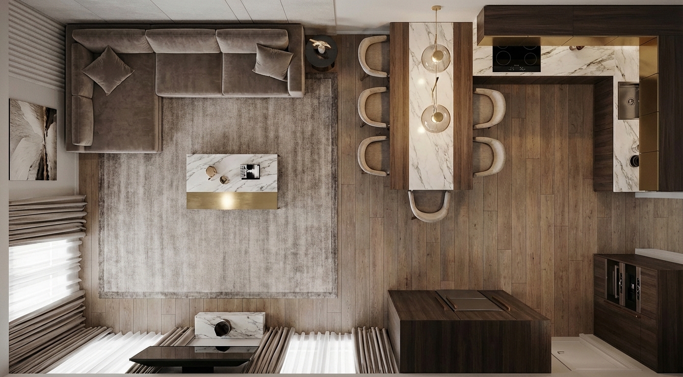 Дизайн гостиной в стиле Контемпорари — фото интерьера от нейросети RoomGPT