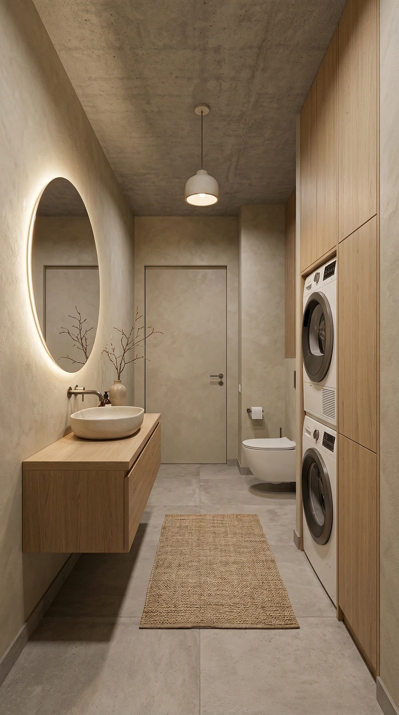 Дизайн ванной в стиле Japandi — фото интерьера от нейросети RoomGPT