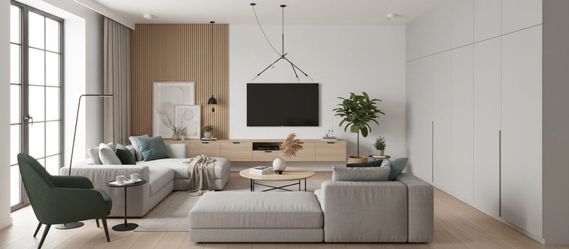 Дизайн интерьера в стиле Сканди — Гостиная от нейросети RoomGPT