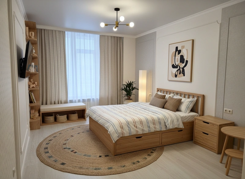 Дизайн детской в стиле Japandi — фото интерьера от нейросети RoomGPT