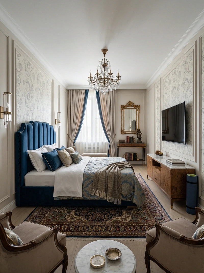 Дизайн интерьера в стиле Эклектика — Спальня от нейросети RoomGPT