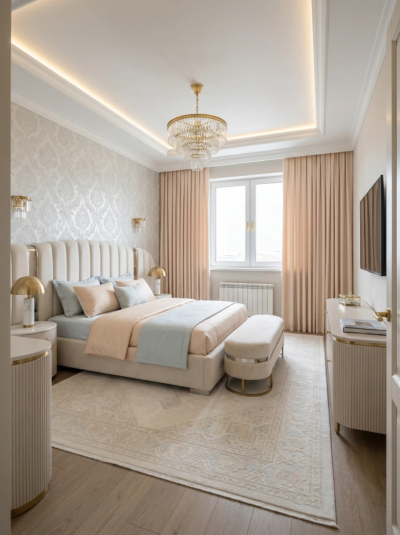 Дизайн интерьера в стиле Неоклассика — Спальня от нейросети RoomGPT